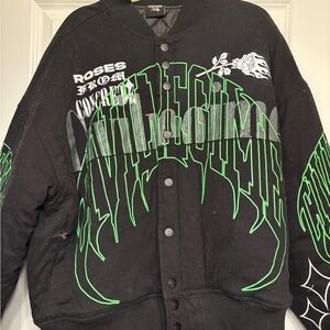 Graphic Black and Green Bomber Jacket